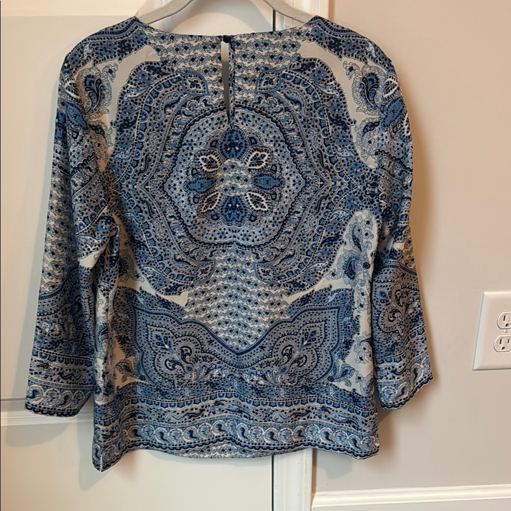 Blue Patterned Women's Top - Picture 4 of 4
